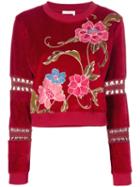 See By Chloé - Embroidered Sweater - Women - Cotton/polyester/spandex/elastane - L, Red, Cotton/polyester/spandex/elastane