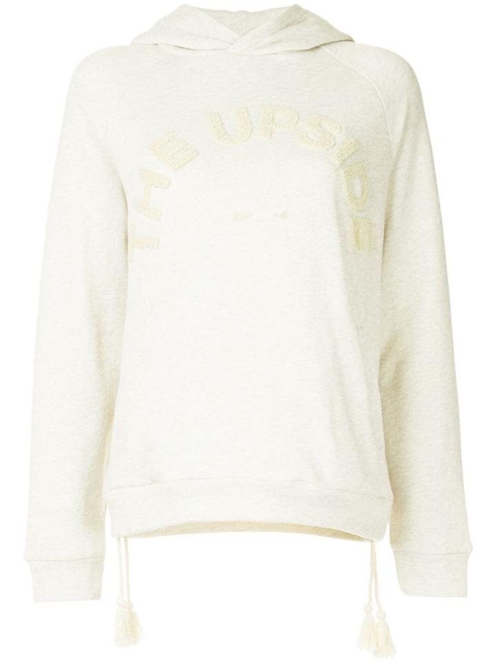 The Upside Shearling Embroidered Logo Hoodie - White