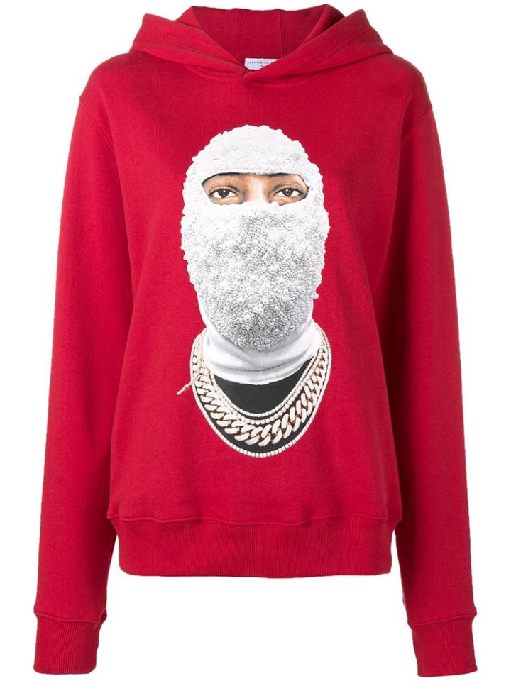 Ih Nom Uh Nit Face Printed Hoodie - Red
