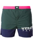 Kenzo Logo Print Swim Shorts, Men's, Size: Medium, Green, Nylon