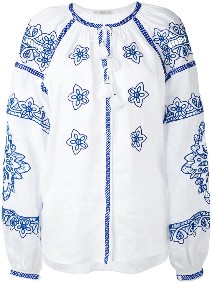 Vita Kin - Embroidered Blouse - Women - Linen/flax - S, White, Linen/flax