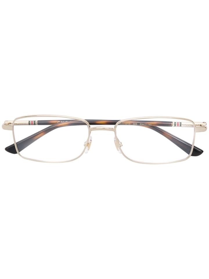 Gucci Eyewear Rectangle Frame Glasses - Gold