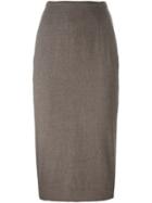 Rick Owens Midi Pencil Skirt, Women's, Size: 42, Brown, Cupro/virgin Wool