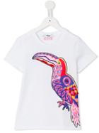 Msgm Kids Toucan Print T-shirt, Girl's, Size: 8 Yrs, White