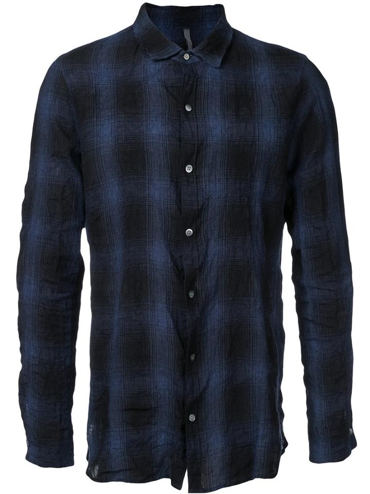 Kazuyuki Kumagai - Checked Shirt - Men - Cotton/linen/flax - 3, Blue, Cotton/linen/flax