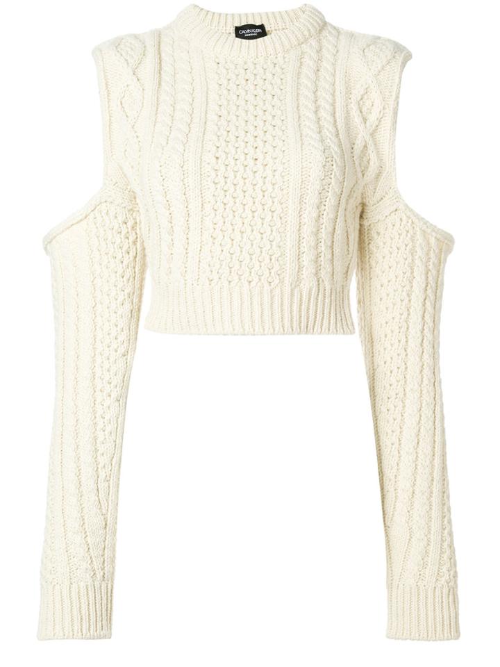 Calvin Klein 205w39nyc Cold Shoulder Chunky Jumper - Nude & Neutrals
