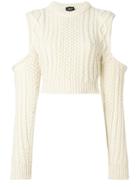 Calvin Klein 205w39nyc Cold Shoulder Chunky Jumper - Nude & Neutrals