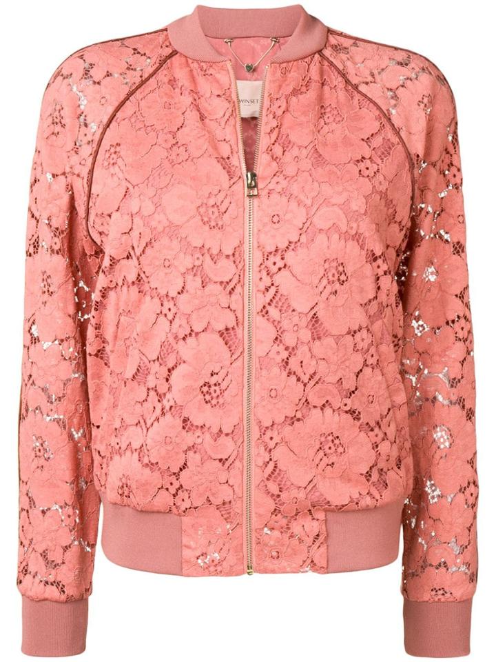 Twin-set Floral Lace Bomber Jacket - Pink