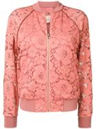 Twin-set Floral Lace Bomber Jacket - Pink