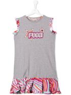 Emilio Pucci Junior Teen Logo Print Sleeveless Dress - Grey