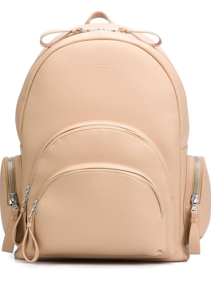 Valas Multiple Pockets Backpack, Nude/neutrals, Leather