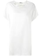Jil Sander V Neck Long Fit T-shirt, Women's, Size: 34, White, Viscose/silk