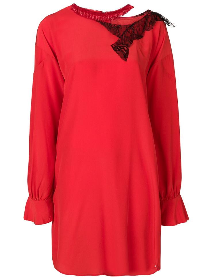 Giacobino Cut Out Embellished Neck Shirt Dress - Red