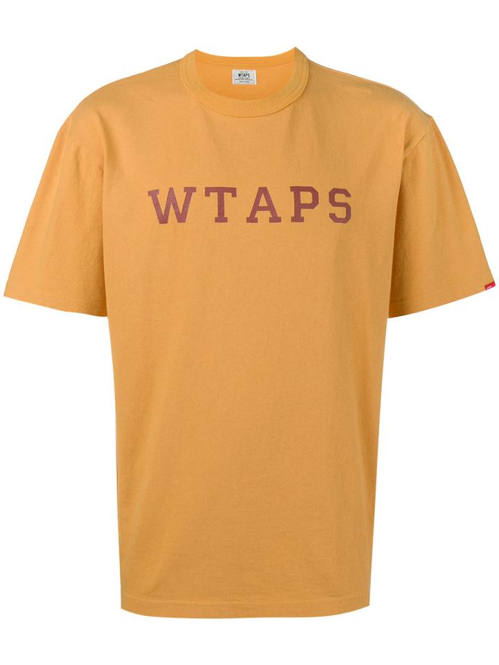 Wtaps - Orange College Font Print T-shirt - Men - Cotton - Xl, Yellow/orange, Cotton