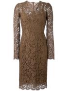 Dolce & Gabbana Lace Dress, Women's, Size: 44, Brown, Cotton/viscose/polyamide/polyamide