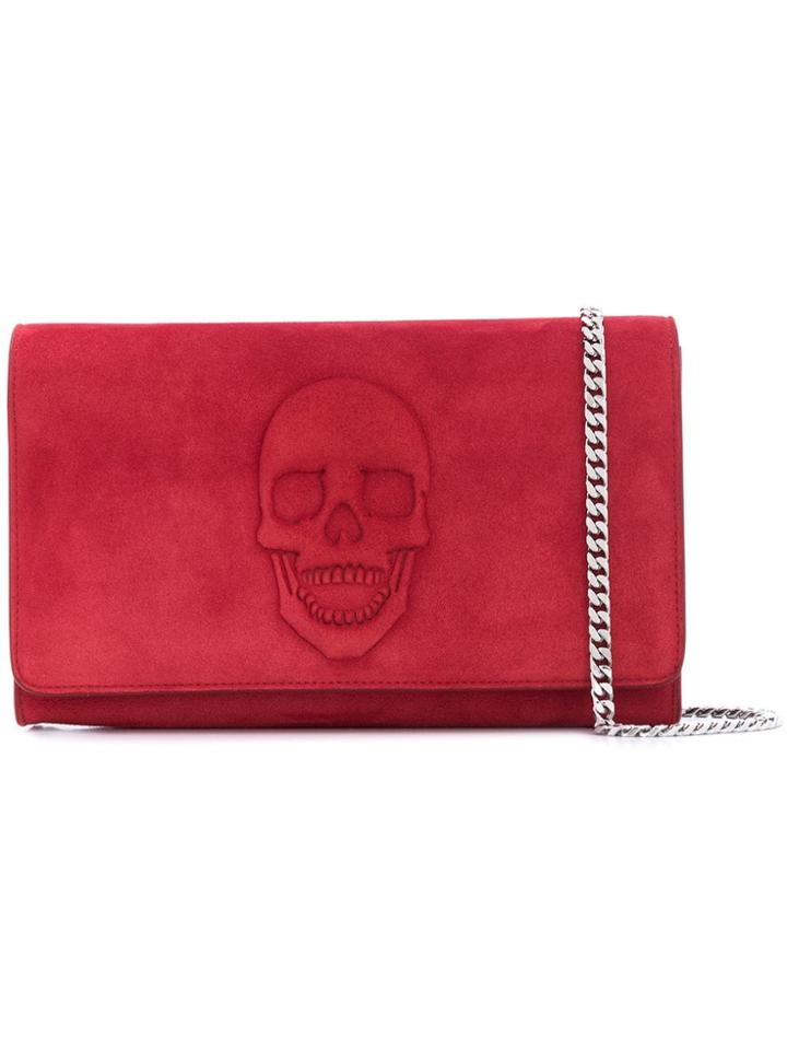 Philipp Plein Skull Motif Clutch - Red