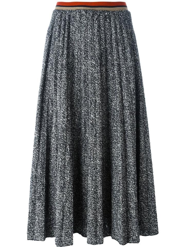 Aviù Pleated Mid-length Skirt, Women's, Size: 40, Black, Cotton/polyamide/polyester/wool