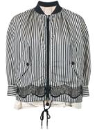 Moncler Striped Layered Bomber Jacket, Women's, Size: 1, Blue, Cotton/polyamide/polyester