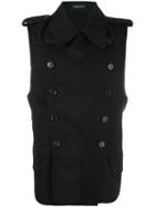 Ann Demeulemeester Sheer Sleeves Short Coat, Men's, Size: Large, Black, Cotton/linen/flax
