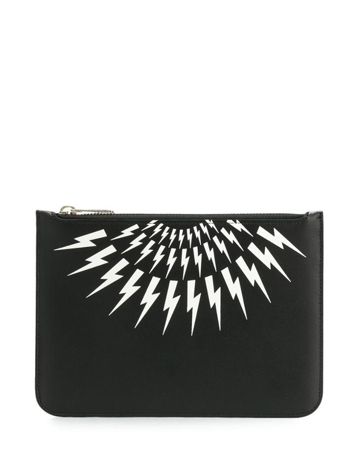 Neil Barrett Lightning Bolt Clutch Bag - Black