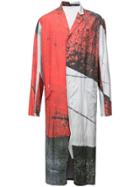 Nude Contrast Print Lab Coat - Red