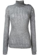 Balmain Roll Neck Jumper, Women's, Size: 40, Grey, Polyamide/polyester/mohair/wool