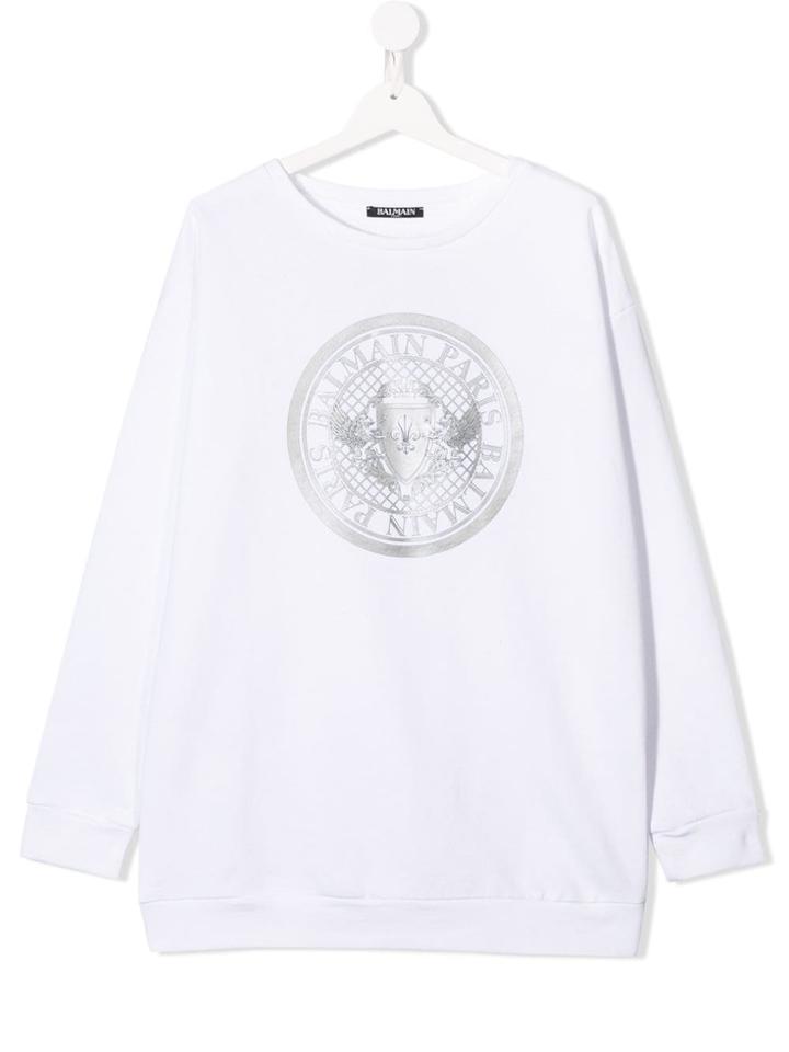 Balmain Kids Logo Print Sweatshirt - White