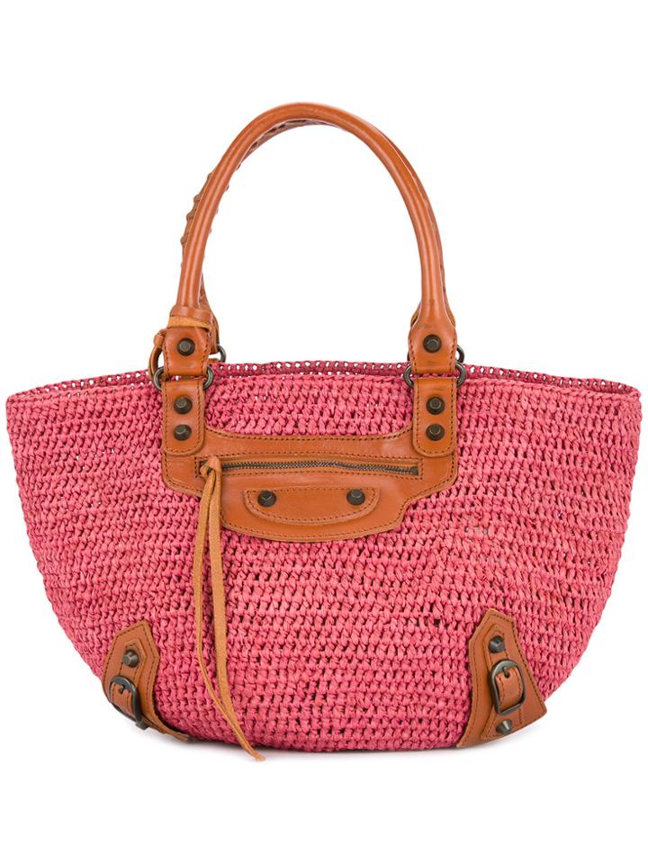 Balenciaga Vintage Basket Hand Tote Bag - Pink & Purple