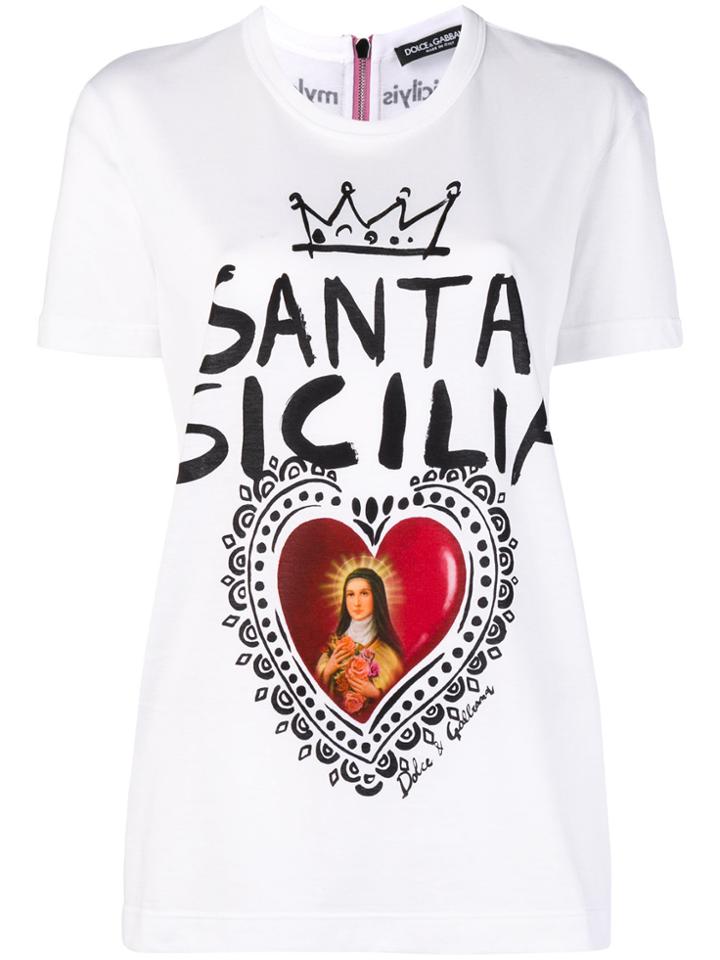 Dolce & Gabbana Santa Sicilia Print T-shirt - White