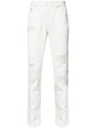 God's Masterful Children Shredded Ribbed Trim Jeans, Size: 40, White, Cotton/polyester