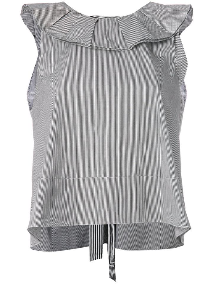 Tibi Ruffled Collar Top - Black