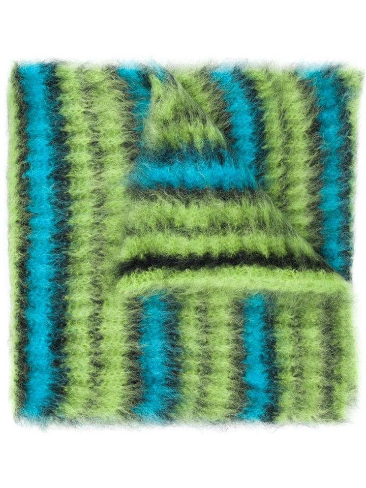 Marni Striped Oversized Scarf - Green