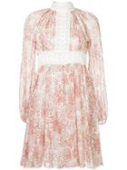 Giambattista Valli Lace Embroidered Flared Dress - Pink & Purple