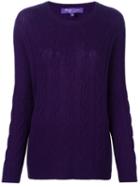 Ralph Lauren Purple Cable Knit Jumper, Women's, Size: Medium, Pink/purple, Nylon/cashmere