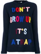 Love Moschino Quote Embroidered Jumper - Blue