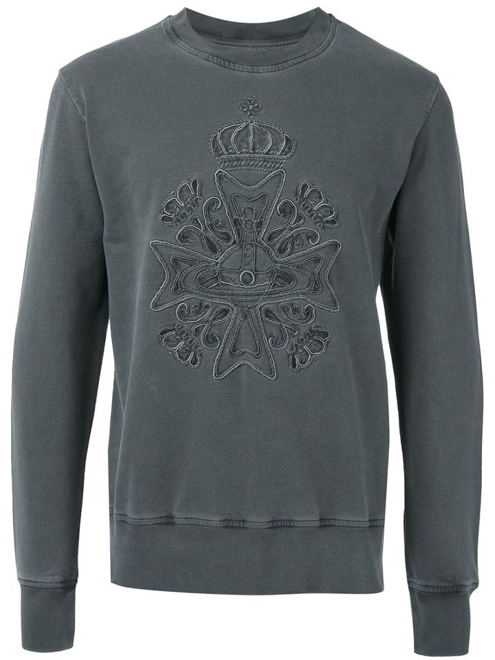 Vivienne Westwood Man Logo Embroidered Sweatshirt, Men's, Size: Medium, Grey, Cotton