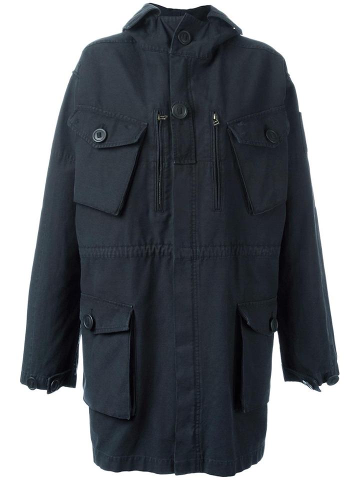Faith Connexion Flap Pockets Hooded Coat - Black