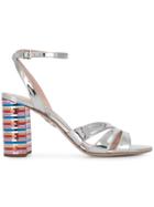 Miu Miu Contrast Heel Sandals - Silver