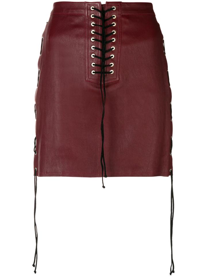 Unravel Project Lace-up Detail Skirt - Red