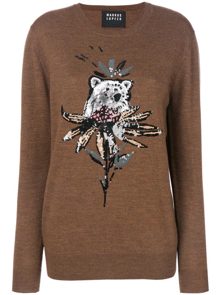 Markus Lupfer Nathalie Bear And Flower Sweater - Brown