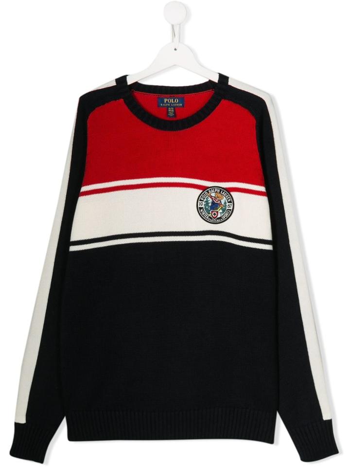 Ralph Lauren Kids Teen Panelled Polo Bear Patch Jumper - Red
