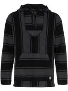 Alanui Black Striped Knitted Cashmere Hooded Jumper