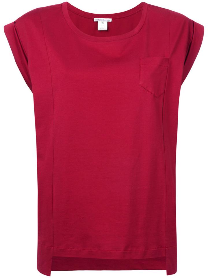 Stefano Mortari Asymmetric Hem Top, Women's, Size: 42, Red, Cotton