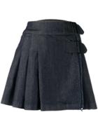 Benetton Pleated Denim Skirt - Blue