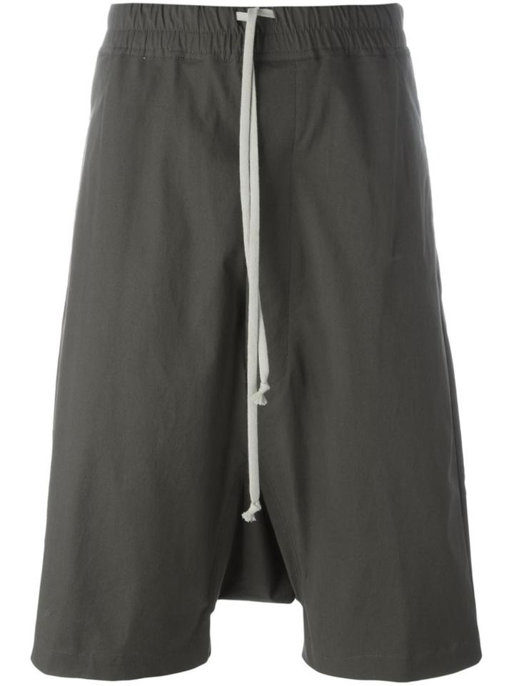 Rick Owens Drawstring Shorts, Men's, Size: 46, Grey, Cotton/spandex/elastane