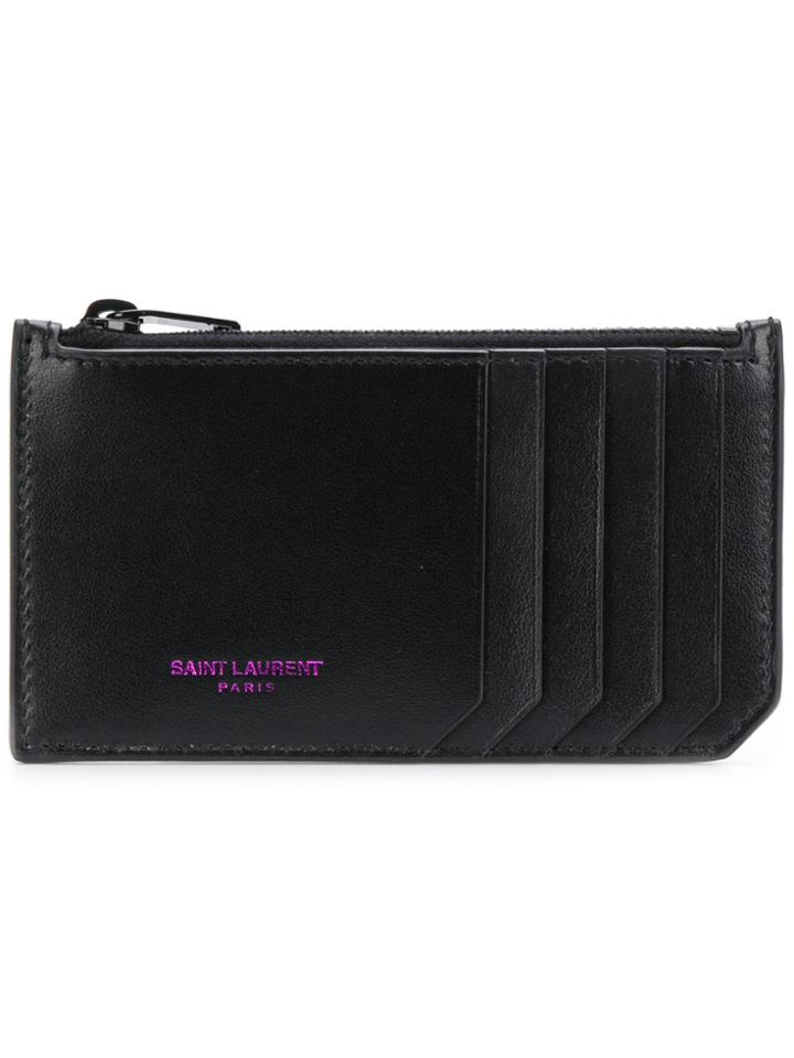 Saint Laurent Zip Leather Purse - Black
