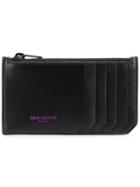Saint Laurent Zip Leather Purse - Black