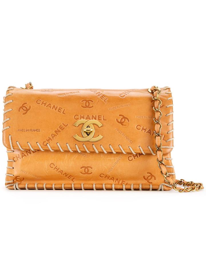 Chanel Vintage Whipstitch Flap Bag, Women's, Brown