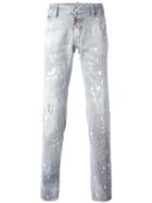 Dsquared2 Slim Large Splatter Jeans, Men's, Size: 46, Grey, Cotton/spandex/elastane