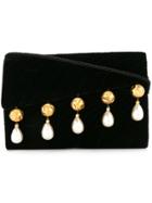 Fendi Vintage Faux-pearl Appliqués Shoulder Bag - Black